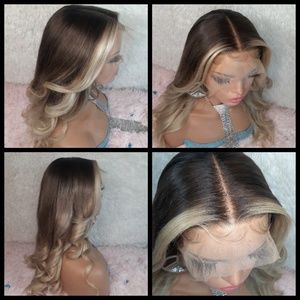 13x6 Darkest Brown Rooted Versatile Ombre Blonde Lace Front Wig